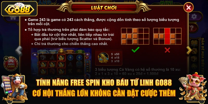 Kho Báu Tứ Linh GO88 – Hướng dẫn chơi và mẹo thắng 2026 Tính năng Free Spin Kho Báu Tứ Linh GO88 – cơ hội thắng lớn không cần đặt cược thêm.